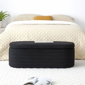 Modern End of Bed Bench with Storage Upholstered Sherpa Fabric Large Storage Bench Ottoman Shoe Stool Long Bench Window Sitting Toy Storage Bench for (Color: as Pic)