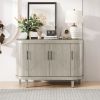 Modern Curved Sideboard 47.2-Inch Decorative Storage Cabinet Wooden Console Table Coffee Bar Cabinet with 4 Doors and Adjustable Interior Shelves for