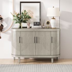 Modern Curved Sideboard 47.2-Inch Decorative Storage Cabinet Wooden Console Table Coffee Bar Cabinet with 4 Doors and Adjustable Interior Shelves for (Color: as Pic)