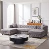 126-inch Modern Style Chenille Three Piece Sofa, Pull Point Design U-shaped Sofa two Chaise Longue Seats, two Pillows and Plastic Feet