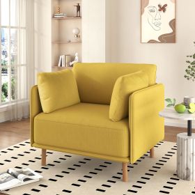 39" Modern Upholstered Accent Chair with Soft Cushions, Sleek Armrest Design and Sturdy Wooden Legs, Cozy Seating for Living Room, Bedroom (Color: as Pic)