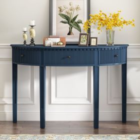 Distinctive Features of Pine Veneer Console Table with Vertical Stripe Drawer Fronts and Four Legs (Color: Navy Blue, Material: MDF)