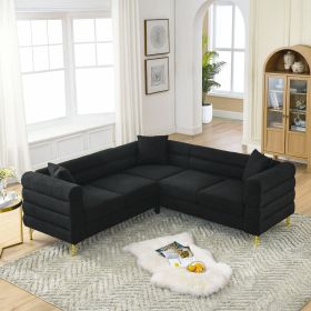 81.5-Inch Oversized Corner Sofa, L-Shaped Sectional Couch, 5-Seater Corner Sofas with 3 Cushions for Living Room, Bedroom, Apartment, Office (Color: as Pic)