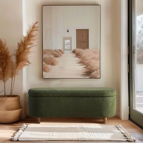 Boucle Flip Top Storage Bench (Color: as Pic)