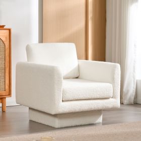 [New+Video]360° Modern Swivel Accent Chair,30" W Teddy Sherpa Round Armchair,Thick Padded Single Lounge Sofa,Upholstered Comfy Barrel Chair (Color: as Pic)