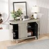 Modern Curved Sideboard 47.2-Inch Decorative Storage Cabinet Wooden Console Table Coffee Bar Cabinet with 4 Doors and Adjustable Interior Shelves for