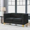 {Contact us for 3D modeling} Velvet Sofa for Living Room,Buttons Tufted Square Arm Couch, Modern Couch Upholstered Button and Metal Legs