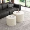 Stylish and Minimalist Nesting Coffee Table Set with Honeycomb Design, Modern Round Coffee Table, Drum Circle Coffee Table for Living Room, Bedroom